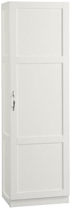 Sauder Miscellaneous Tall Storage Cabinet, Kitchen Pantry, Single Door with Adjustable Shelves, White Finish