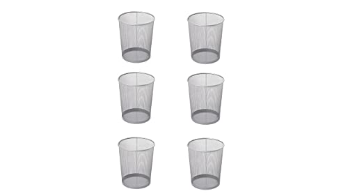 Rubbermaid Commercial Products Concept Collection Mesh Metal Trash Can, 5-Gallon, Fits Under Desk, Silver, Wastebasket for School/Office/Home/Bathroom, Pack of 6