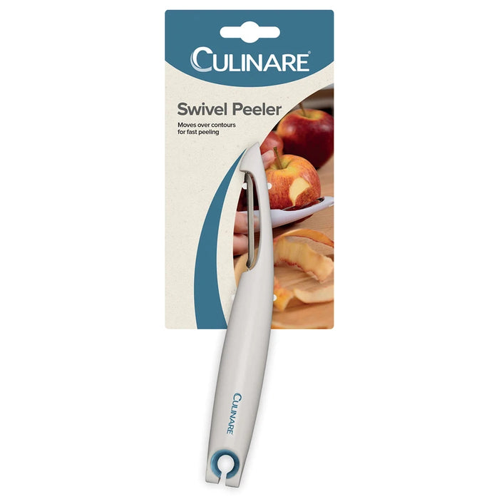 CULINARE C12006 Swivel Peeler, White, Plastic/Stainless Steel, Manual Potato/Vegetable/Fruit Peeler, Moves Over Contours for Fast Peeling, Dishwasher Safe