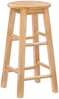 Linon Natural Barstool with Round Seat, 24-Inch