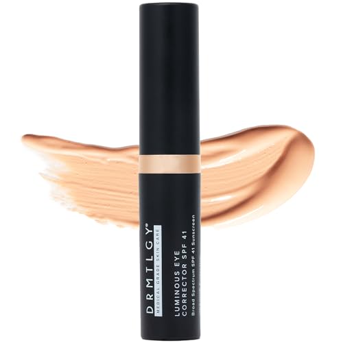 DRMTLGY Luminous Eye Corrector SPF 41, Under Eye Color Corrector for Dark Circles, Anti-Aging Tinted Eye Cream, Hydrating Eye Serum with Peach Undertone FSA/HSA Eligible, Medium