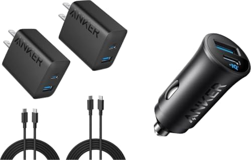 Anker 2-Pack USB C Charger with USB-C Car Charger