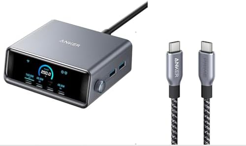 Anker Prime USB C to USB C Cable, 240W 1 ft & Anker 250W Ultra-Fast 6-Port GaN Charging Station