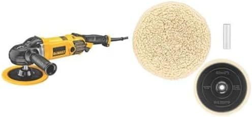 DEWALT DWP849X 7-Inch/9-Inch Variable Speed Polisher with Soft Start w/ DW4985CL Wool Buffing Pad and Backing Pad Kit, 7-Inch