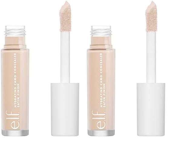 e.l.f, Hydrating Camo Concealer, Lightweight, Full Coverage, Long Lasting, Conceals, Corrects, Covers, Hydrates, Highlights, Fair Beige, Satin Finish, 25 Shades, All-Day Wear, 0.20 Fl Oz (Pack of 2)