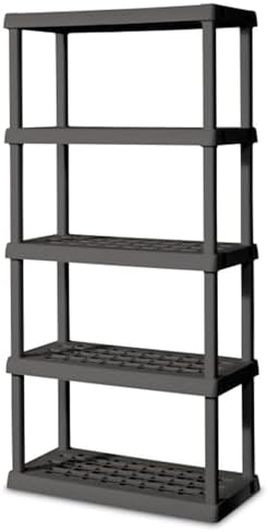 Sterilite 2-Pack 5 Shelf Unit, Heavy-Duty Shelving Storage Rack for Home and Garage, Gray - Multipurpose Plastic Organizer Shelves for Smart Organization