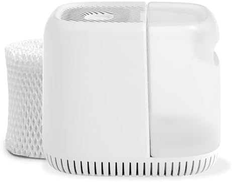 Canopy Bedside Evaporative Humidifier - 36 HR Run Time, 2.5L Capacity - No Mist - Help Alleviate Symptoms of Allergies, Flu, Cold, Dry Skin Includes Humidifier, Unwind Aroma, Filter - White