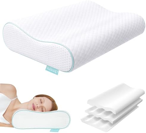 Cervical Neck Pillow, Side Sleeper Pillow for Neck Pain Relief, Adjustable Contour Pillow for Sleeping, Ergonomic Memory Foam Pillow, Orthopedic Cooling Pillow Back Stomach Sleeping, Queen Size