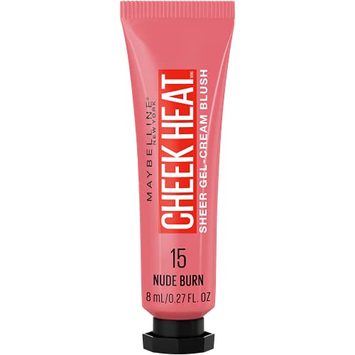 Maybelline Cheek Heat Gel-Cream Blush Makeup, Lightweight, Breathable, Sheer Flush of Color, Dewy Finish, Nude Burn and Rose Flush, 1 Count Each