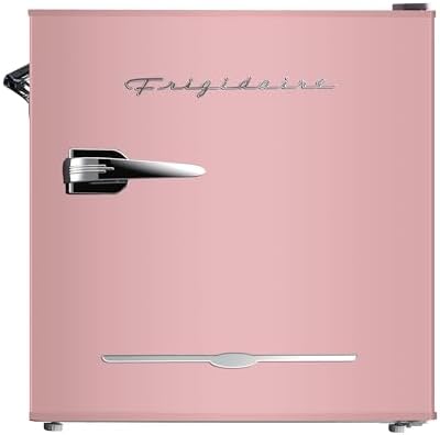 Frigidaire EFR176 Retro Compact Fridge with Chiller Mini Refrigerator with Built-in Bottle Opener for Office, Bedroom, Dorm Room or Cabin, 1.6 cu ft 16" D x 18" W x 18.5" H, Pink