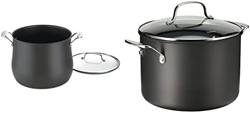 Cuisinart 6466-26 Hard Anodized 12-Quart Contour-Stainless-Steel-Cookware, Stockpot w/Cover & Chef's Classic Nonstick Hard-Anodized 8-Quart Stockpot with Lid,Black