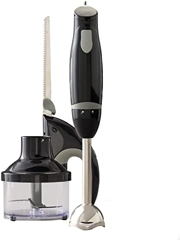 Oster Food Prep Kit Small Kitchen Appliance with Immersion Hand Blender, Electric Knife, and 2 Cup Mini Food Vegetable Chopper, Black