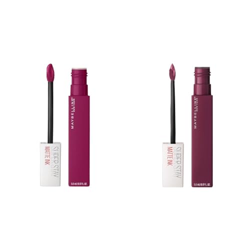 MAYBELLINE Super Stay Matte Ink Liquid Lipstick Makeup Long Lasting Cherry Brown & Deep Plum, 16H Wear, 1 Count Each