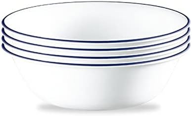 Corelle Vitrelle 4-Pieces 18-Oz Soup/Cereal Bowls, Chip & Crack Resistant Glass Dinnerware Set Bowls, Portofino