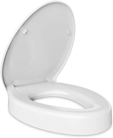 Elevated Toilet seat 3 inch, Elongated Toilet seat risers for Seniors, Slow Close, Heavy Duty, Never Loosen, Raised Toilet seat Elongated Bowl, White(18.5”)