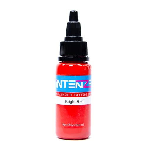 Intenze Bright Red Tattoo Ink 1oz with Excellent Long-Lasting Opacity, Made in USA, Exceptional Skin Coverage, Sterilized and Direct from The Manufacturer.