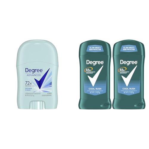 Degree Advanced Antiperspirant Deodorant 72-Hour Sweat & Odor Protection Shower Clean & Men Original Antiperspirant Deodorant for Men, Pack of 2, 48-Hour Sweat and Odor Protection