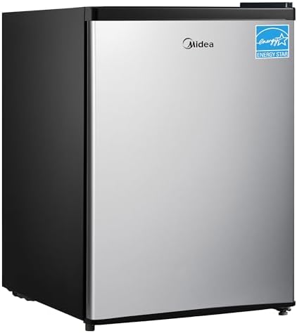 Midea WHS-87LSS1 Refrigerator, 2.4 Cubic Feet, Stainless Steel