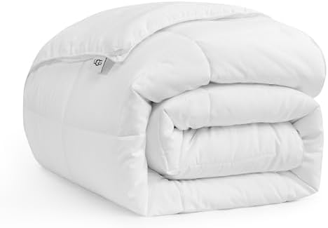 UGG King/Cal King Comforter Duvet Insert Cooling Lightweight Down Alternative, Machine Washable, Quilted Fluffy Comforter Blanket with Corner Tabs, 110-inch x 96-inch, Bright White (Danielle)
