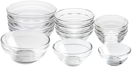 3 Sizes of Glass Prep Bowl Sets, Clear Small Pinch Bowls for Salt, Spices and Chopped Ingredients, 1.5oz/2.5oz/3.5oz, Set of 12