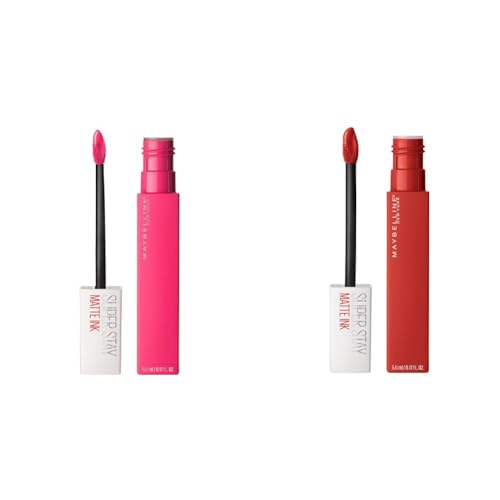 MAYBELLINE Super Stay Matte Ink Liquid Lipstick Makeup Long Lasting High Impact Color Up to 16H Wear Vivid Pink and Brick Red
