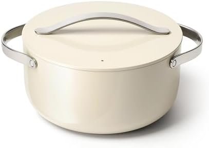 Caraway Dutch Oven Pot with Lid (6.5 qt, 10.5") - Non-Stick Ceramic Coating - Free From Forever Chemicals - Oven Safe & Stovetop Agnostic - Cream