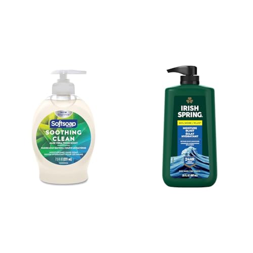Softsoap Aloe Vera Hand Soap (Pack of 6) Bundle with Irish Spring Moisture Blast Body Wash, 30 Oz Pump