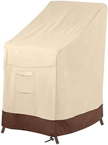 Vailge Stackable Patio Chair Cover,100% Waterproof Outdoor Chair Cover, Heavy Duty Lawn Patio Furniture Covers,Fits for 4-6 Stackable Dining Chairs,36"Lx28"Wx47"H,Beige&Brown