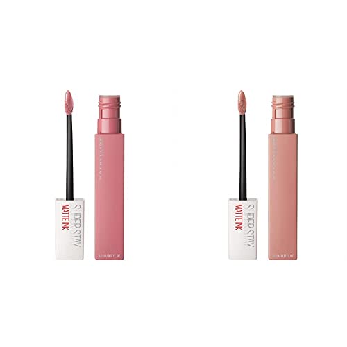 MAYBELLINE Super Stay Matte Ink Liquid Lipstick Makeup Long Lasting High Impact Color Up to 16H Wear Loyalist Light Pink Beige and Dreamer Warm Pink Neutral