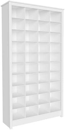 Prepac White Tall Storage Cabinet, Shoe Cabinet, Cube Storage Organizer with 40 Shoe Cubbies 13" D x 39.5" W x 72.5" H, WUSG-0011-1