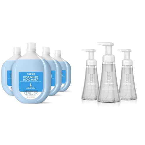 Method Foaming Hand Soap Refill, Sea Minerals, Recyclable Bottle, Biodegradable Formula, 28 fl oz & Foaming Hand Soap, Sweet Water, Biodegradable Formula, 10 fl oz