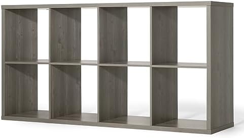 CAPHAUS Sturdy Room 13-Inch Cube Storage Organizer Shelf, with Extra Thick Exterior Edge, Open Storage Shelf Divider, Bookcase, 6-Cube / 8-Cube / 9-Cube, Colors Available in Rustic Grey Oak and White