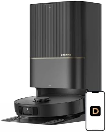 DREAME X40 Ultra Robotic Vacuum with Removable & Liftable Mop, 12,000Pa Suction, Side Brush Extensive Cleaning, 158°F Mop & Washboard Self Cleaning, Auto-Empty, Auto Refill, liftable Brushes