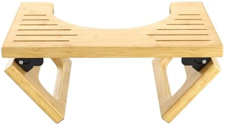 AmazerBath 7 Inches Bamboo Toilet Stool Squat for Adult, Foldable Squatting Potty Stools for Bathroom, 0.79" Thickness Poop Stool with Non-Slip Strip, Space-Saving, No Assembly Required, Natural Color
