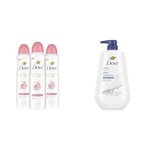 Dove Antiperspirant Deodorant Spray and Body Wash Bundle with MicroMoisture Technology for Soft Skin