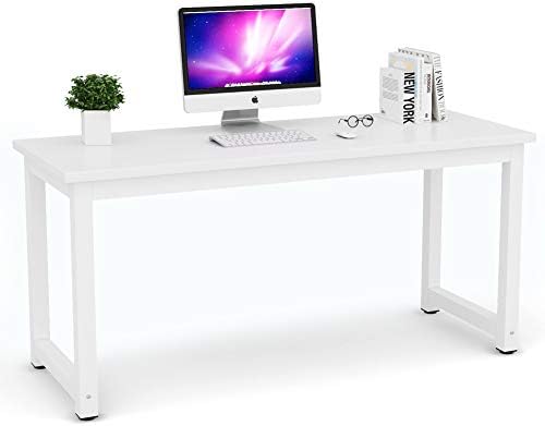 Tribesigns Computer Desk, 63 inch Large Office Desk Computer Table Study Writing Desk for Home Office, White