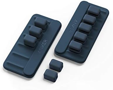 Anker Cable Management - Magnetic Cord Keeper, 5 Clips for Lightning & USB C / Micro Cables, Sticks to Wood, Marble, Metal, Glass (Blue, 2 Pack)