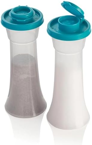 Tupperware Large Hourglass Salt and Pepper Shaker Set Caribbean Sea Blue