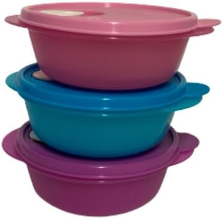 Tupperware Microwave Lunch Bowls 2.5 cups, Set of 3 - Pink, Blue