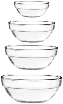 Anchor Hocking 4 Piece Glass Mixing Bowls Set – Durable, Microwave, Oven, and Dishwasher Safe – Perfect for Prep, Mixing, Serving, and Storage – Made in USA