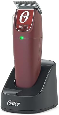 Oster Professional Cordless Hair Clippers, Fast Feed for Barbers and Hair Cutting with Detachable Blade, Burgundy