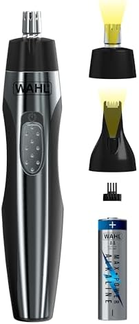 Wahl Lighted Battery Nose Hair Trimmer for Men & Women. Painless, Easy to See Nose, Ear, and Eyebrow Trimming with Built in Light, Battery Included. – Model 3023283