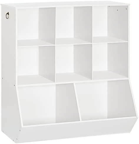 HOOBRO Kids Bookshelf, Toy Storage Organzier with 8 Cubicles, Bookcase Footboard, Bookshelf for Kids, for Playroom, Nursery, Bedroom, and School, White WT35CW01G1