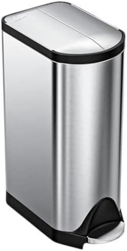 simplehuman 30 Liter / 8 Gallon Butterfly Lid Kitchen Step Trash Can, Brushed Stainless Steel