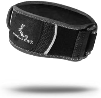MUELLER Sports Medicine Hg80 Premium Tennis Elbow Support Strap, Elbow Pain Relief Brace For Men and Women, Black,