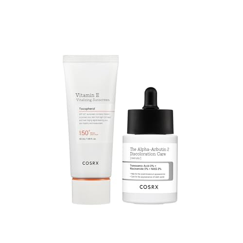 COSRX Vitamin E Vitalizing Face Sunscreen SPF 50 + 2% Alpha Arbutin Discoloration Care Serum