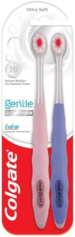Colgate Gentle UltraFoam Ultra Soft Bristles Manual Toothbrush for adults, 2 Pcs, Soft Bristles for Superior Clean, Multicolor