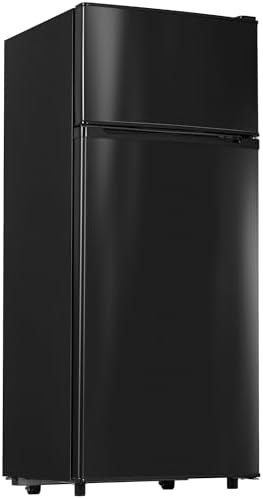 4.5 Cu.Ft Mini Fridge with Freezer, Small Refrigerator with 2 Doors for Kitchen, Dorm, Office and Bedroom, Mini Fridge with Adjustable Shelves (Black)