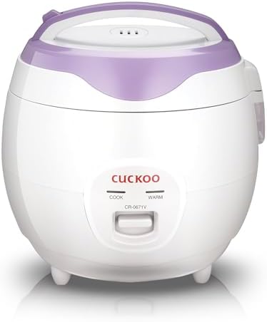 Cuckoo CR-0671V Basic Electric Small Rice Cooker & Warmer, 6 cups, with 3 Heating Areas, Rice Spatula, Drain Dish, Detachable Inner Lid, Rubber Gasket, and Non-Stick Coated Aluminum Inner Pot