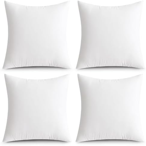 MIULEE Pack of 4 24x24 Inch Outdoor Pillow Inserts Waterproof Decorative Throw Pillow Insert, Square Lumbar Garden Pillow Form for Patio Sofa Couch